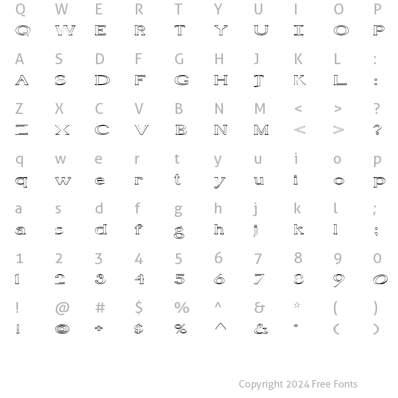 Character Map of FZ ROMAN 18 HOLLOW EX Normal