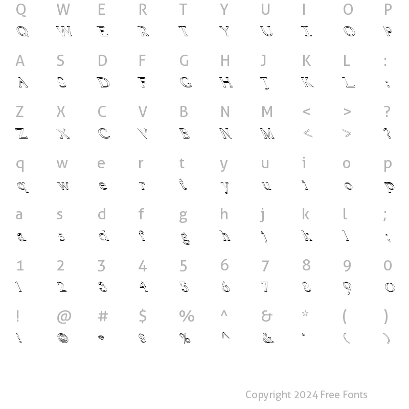 Character Map of FZ ROMAN 18 HOLLOW LEFTY Normal