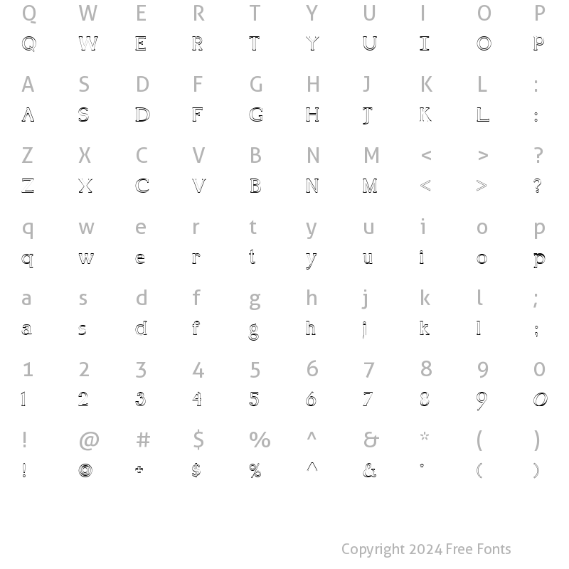 Character Map of FZ ROMAN 18 HOLLOW Normal