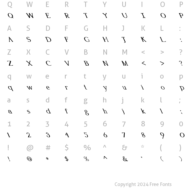 Character Map of FZ ROMAN 18 LEFTY Normal