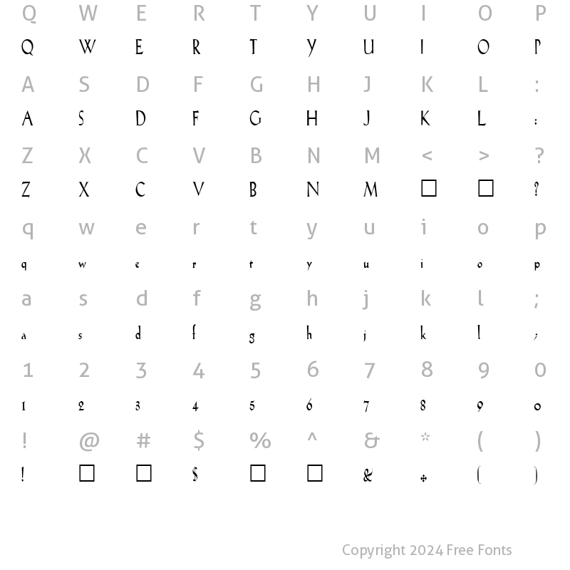 Character Map of FZ ROMAN 19 COND Normal