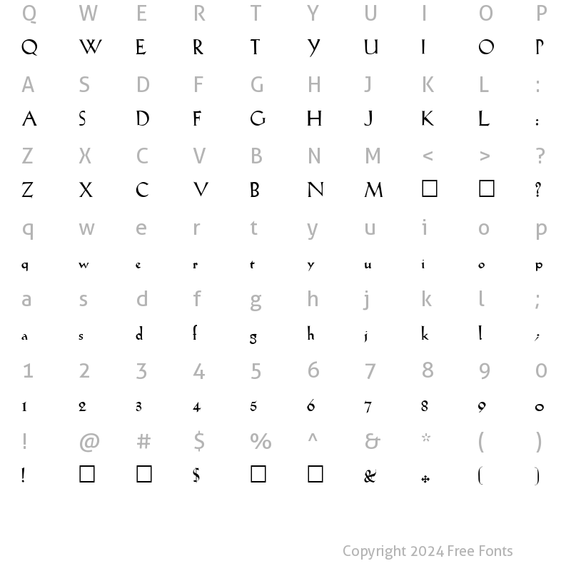 Character Map of FZ ROMAN 19 Normal