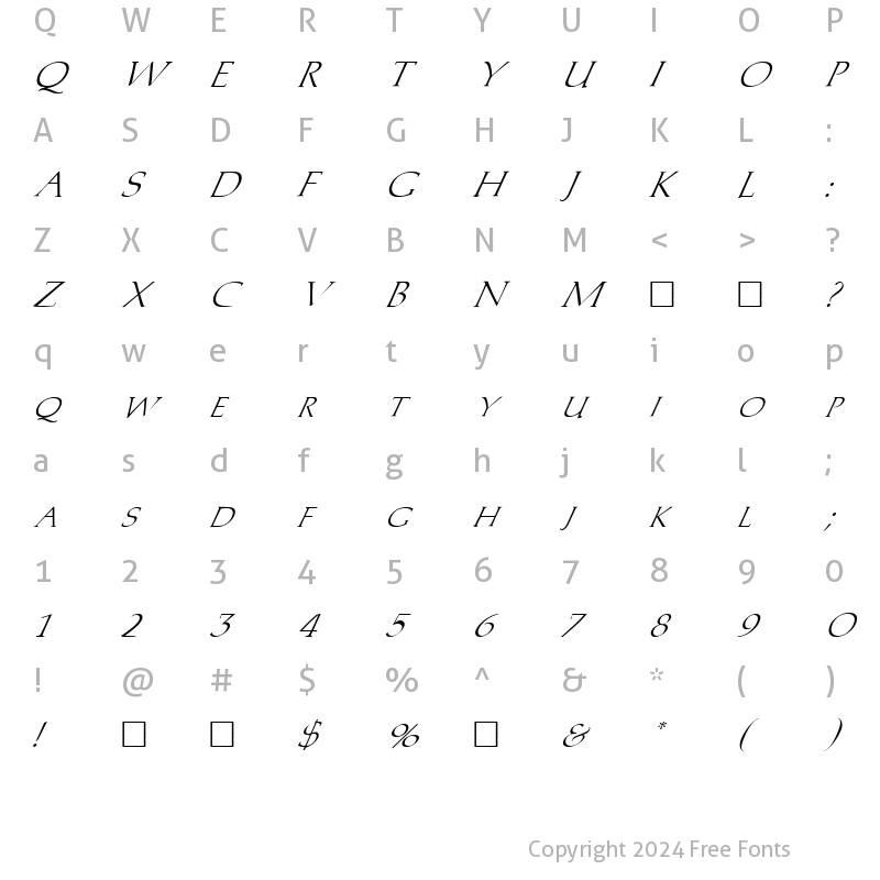 Character Map of FZ ROMAN 2 ITALIC Normal