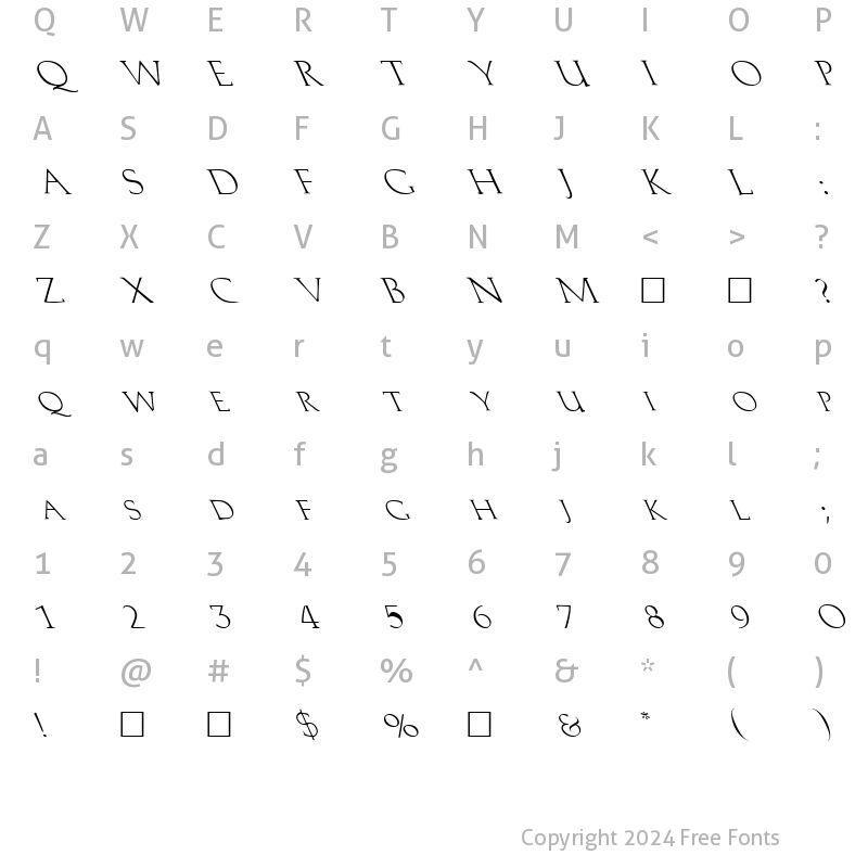 Character Map of FZ ROMAN 2 LEFTY Normal