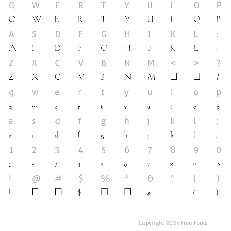 Character Map of FZ ROMAN 20 Normal