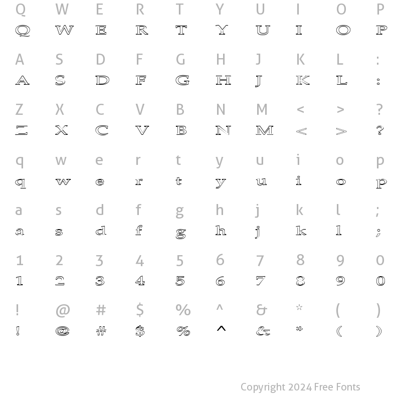 Character Map of FZ ROMAN 21 HOLLOW EX Normal