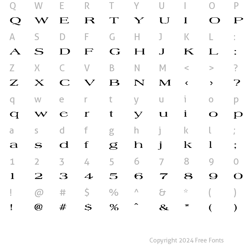 Character Map of FZ ROMAN 22 EX Medium