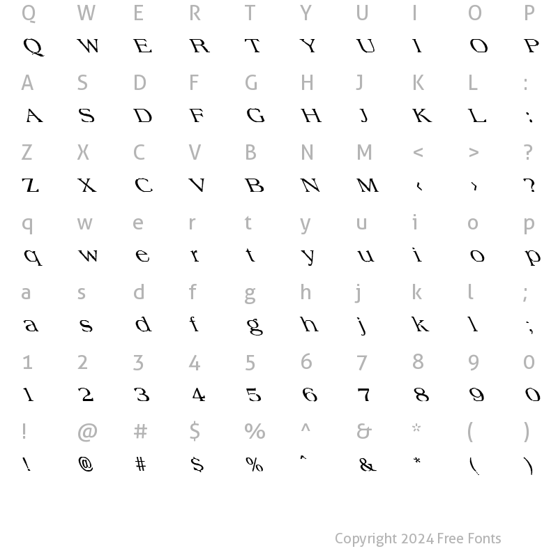 Character Map of FZ ROMAN 22 LEFTY Medium