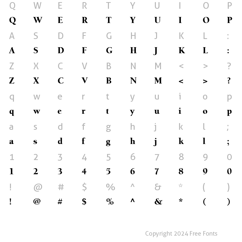 Character Map of FZ ROMAN 24 Normal