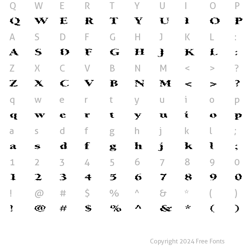 Character Map of FZ ROMAN 24 WAVEY EX Normal