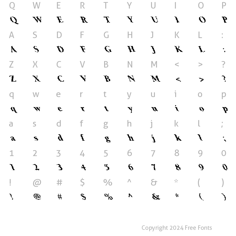 Character Map of FZ ROMAN 24 WAVEY LEFTY Normal