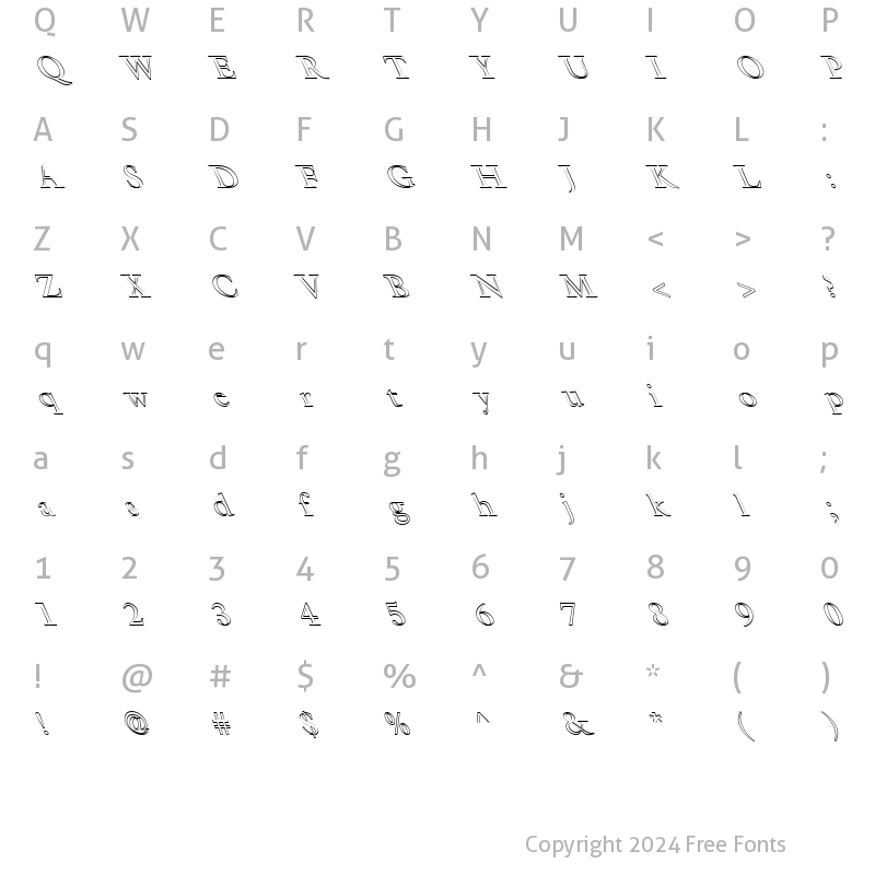 Character Map of FZ ROMAN 25 HOLLOW LEFTY Normal