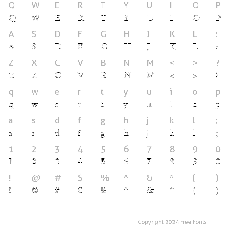 Character Map of FZ ROMAN 25 HOLLOW Normal