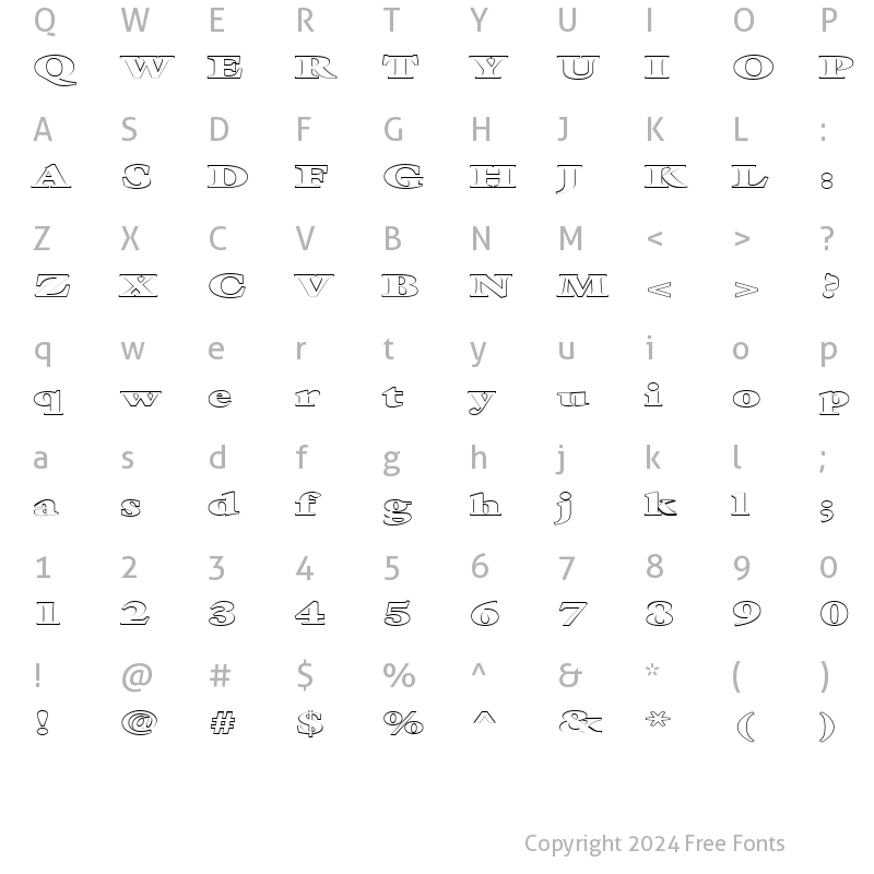 Character Map of FZ ROMAN 26 HOLLOW EX Normal