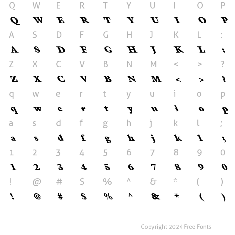 Character Map of FZ ROMAN 26 LEFTY Normal