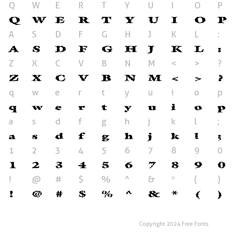 Character Map of FZ ROMAN 26 WAVEY EX Normal