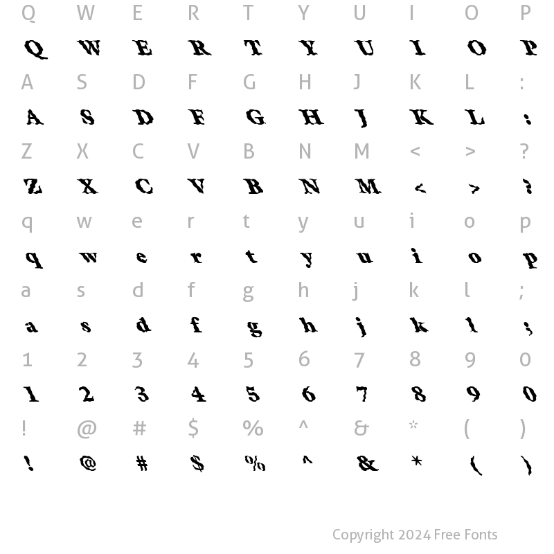 Character Map of FZ ROMAN 26 WAVEY LEFTY Normal