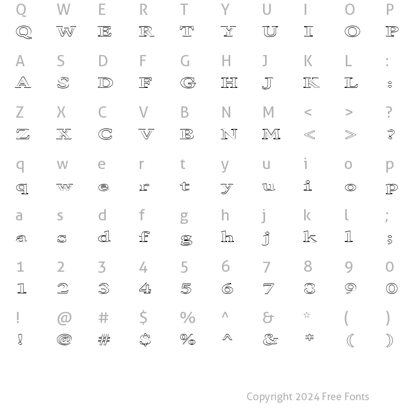 Character Map of FZ ROMAN 28 HOLLOW EX Normal