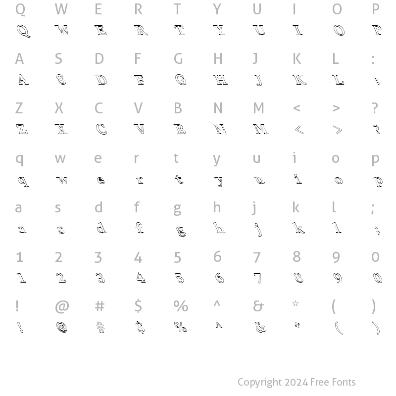 Character Map of FZ ROMAN 28 HOLLOW LEFTY Normal