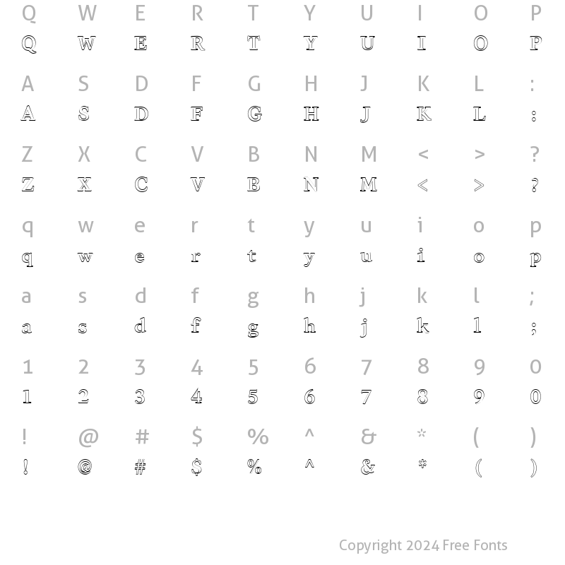 Character Map of FZ ROMAN 28 HOLLOW Normal