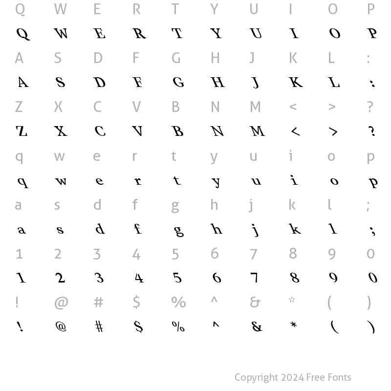 Character Map of FZ ROMAN 28 LEFTY Normal