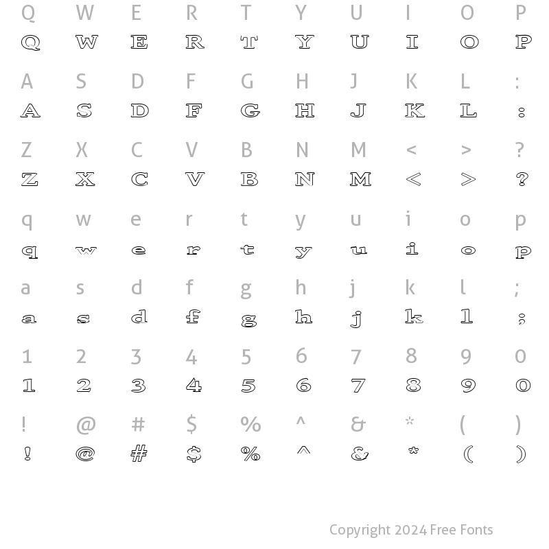 Character Map of FZ ROMAN 29 HOLLOW EX Normal