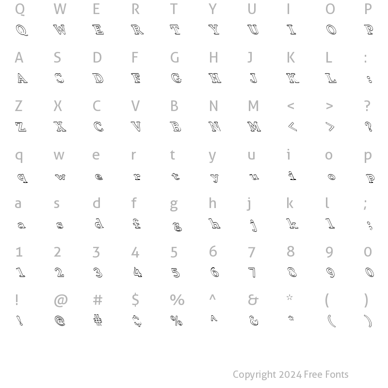 Character Map of FZ ROMAN 29 HOLLOW LEFTY Normal