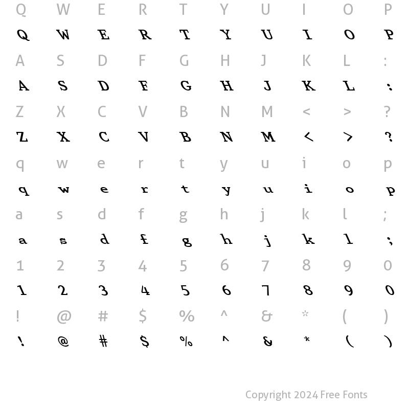 Character Map of FZ ROMAN 29 LEFTY Normal