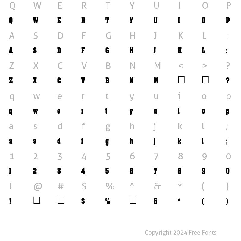 Character Map of FZ ROMAN 3 COND Light