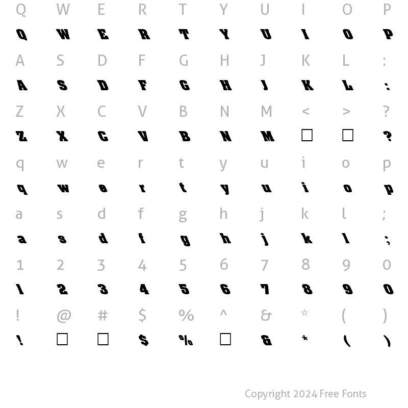 Character Map of FZ ROMAN 3 LEFTY Light