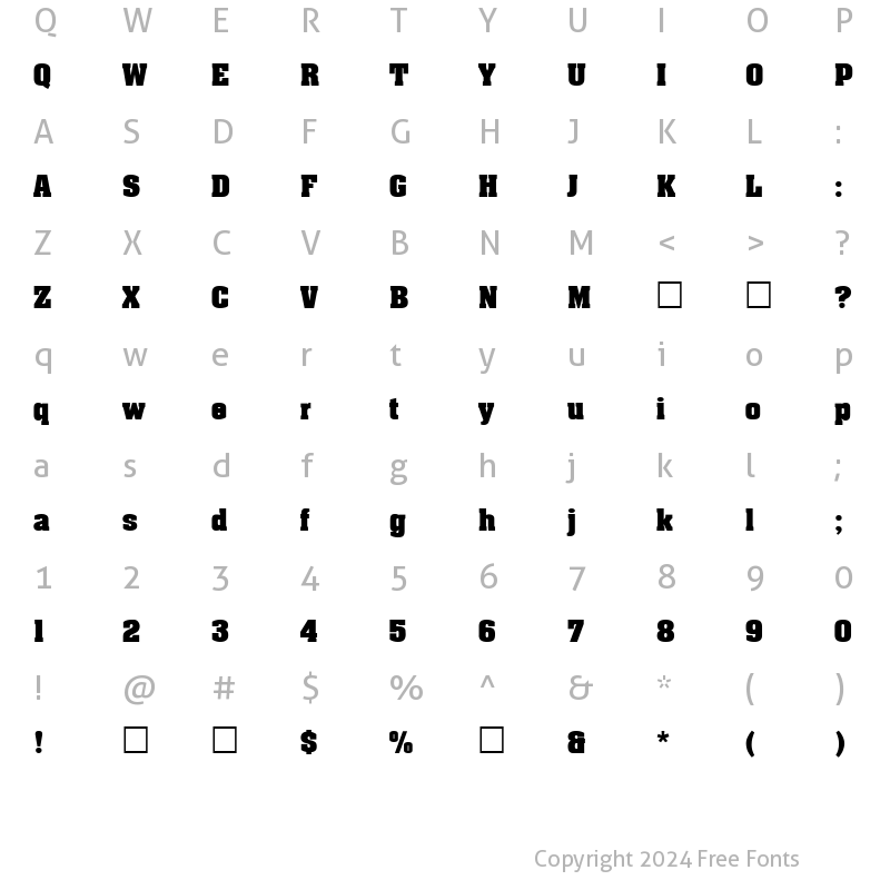 Character Map of FZ ROMAN 3 Light