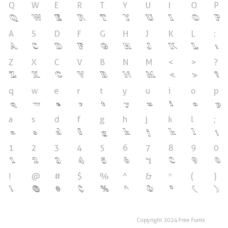 Character Map of FZ ROMAN 30 HOLLOW LEFTY Normal