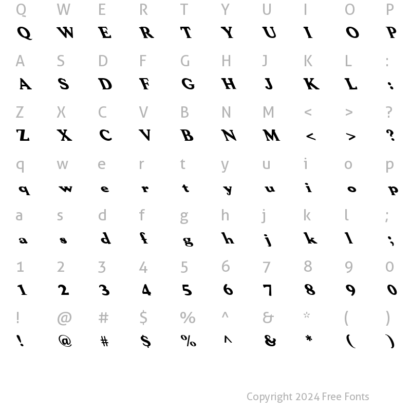 Character Map of FZ ROMAN 30 LEFTY Normal