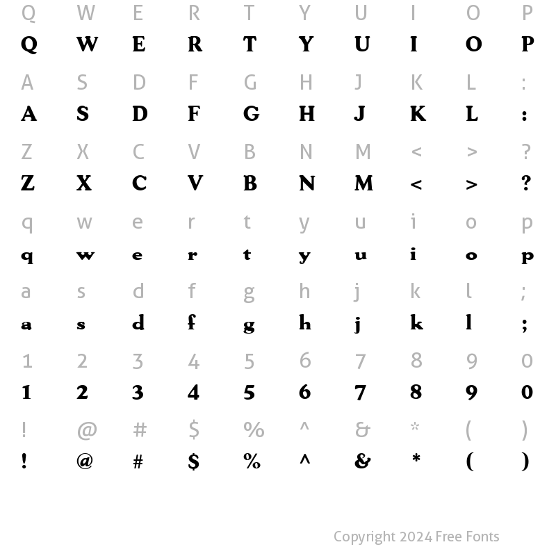 Character Map of FZ ROMAN 30 Normal