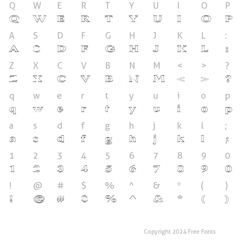 Character Map of FZ ROMAN 31 HOLLOW EX Normal