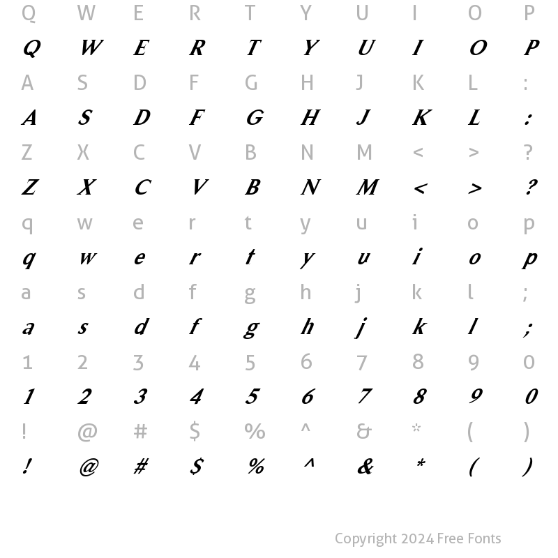 Character Map of FZ ROMAN 31 ITALIC Normal