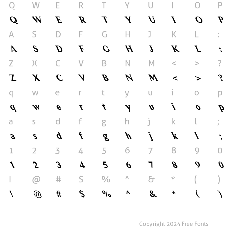 Character Map of FZ ROMAN 31 LEFTY Normal