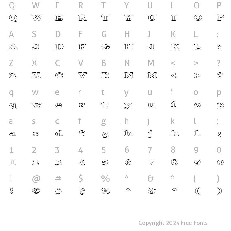 Character Map of FZ ROMAN 32 HOLLOW EX Normal