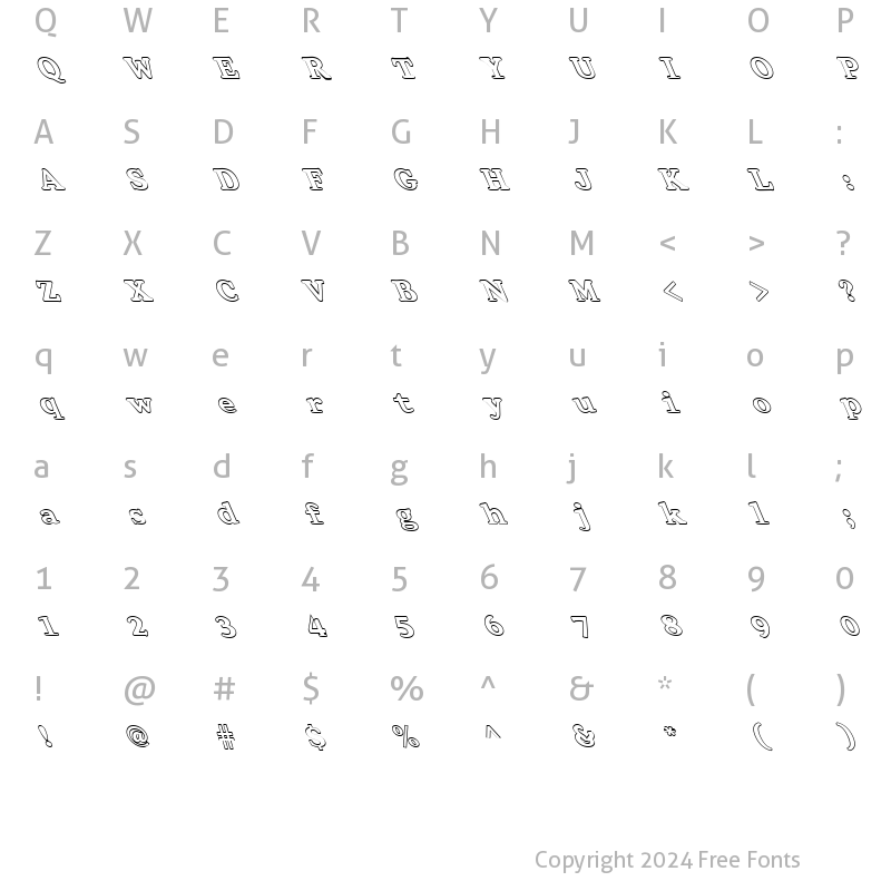 Character Map of FZ ROMAN 32 HOLLOW LEFTY Normal