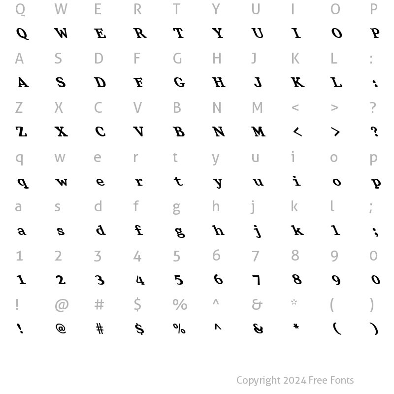 Character Map of FZ ROMAN 32 LEFTY Normal