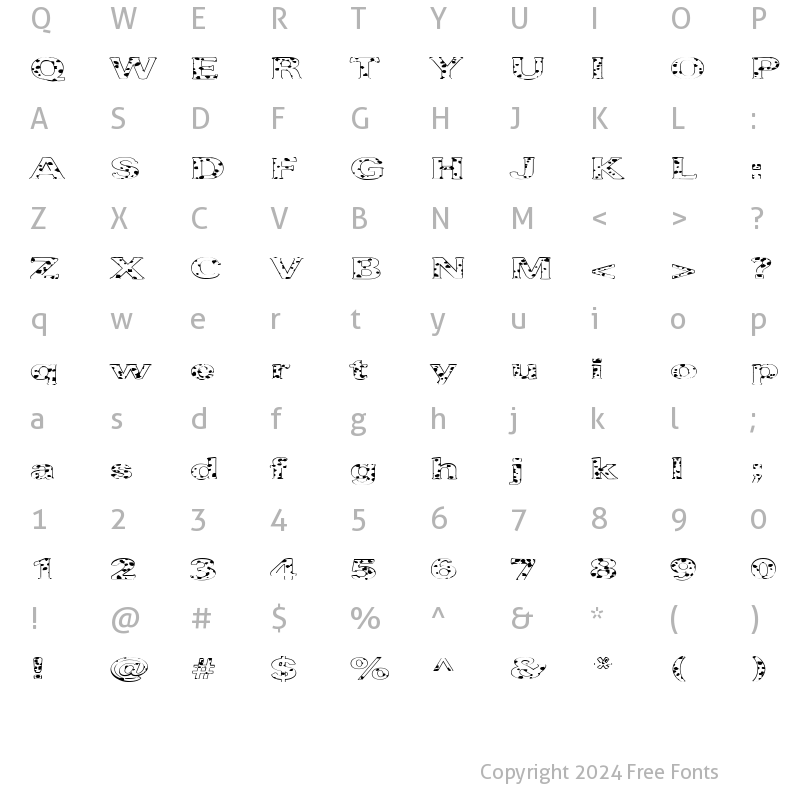 Character Map of FZ ROMAN 37 SPOTTED EX Normal