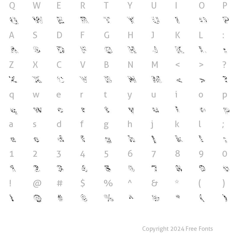 Character Map of FZ ROMAN 37 SPOTTED LEFTY Normal