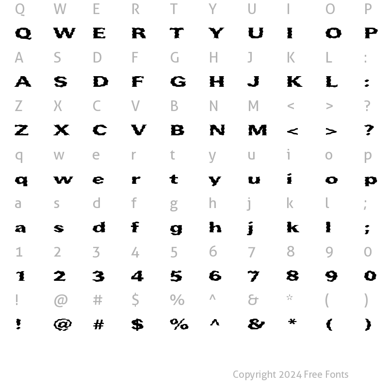 Character Map of FZ ROMAN 37 WAVEY EX Normal