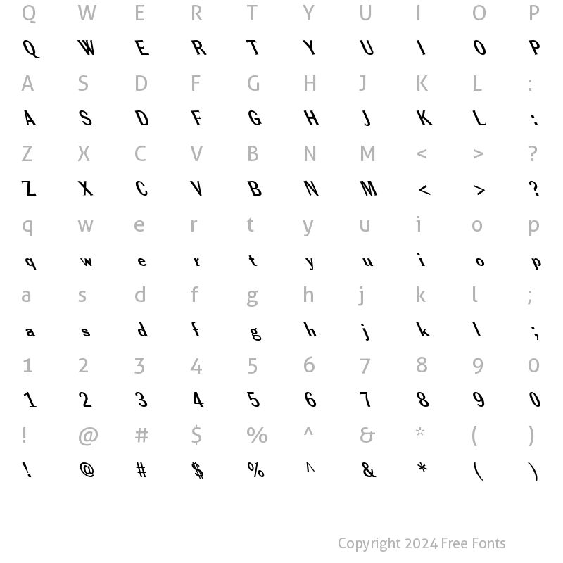 Character Map of FZ ROMAN 38 LEFTY Normal