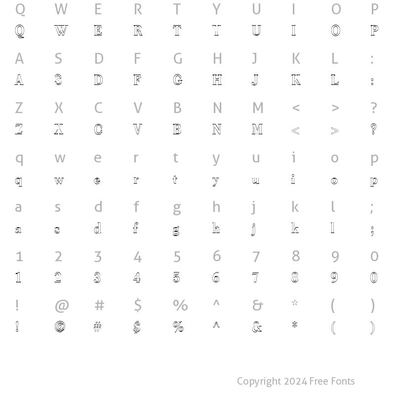 Character Map of FZ ROMAN 39 HOLLOW Normal