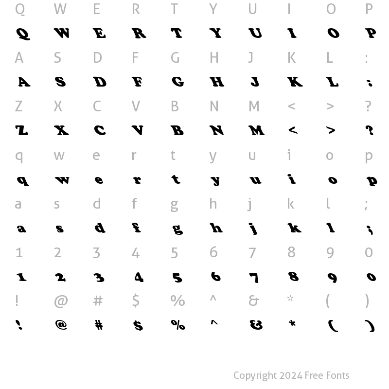 Character Map of FZ ROMAN 4 LEFTY Extra Heavy