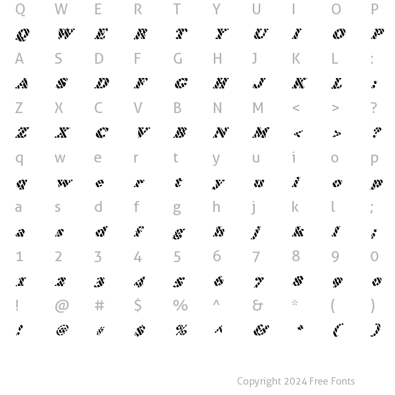 Character Map of FZ ROMAN 4 STRIPED ITALIC Normal