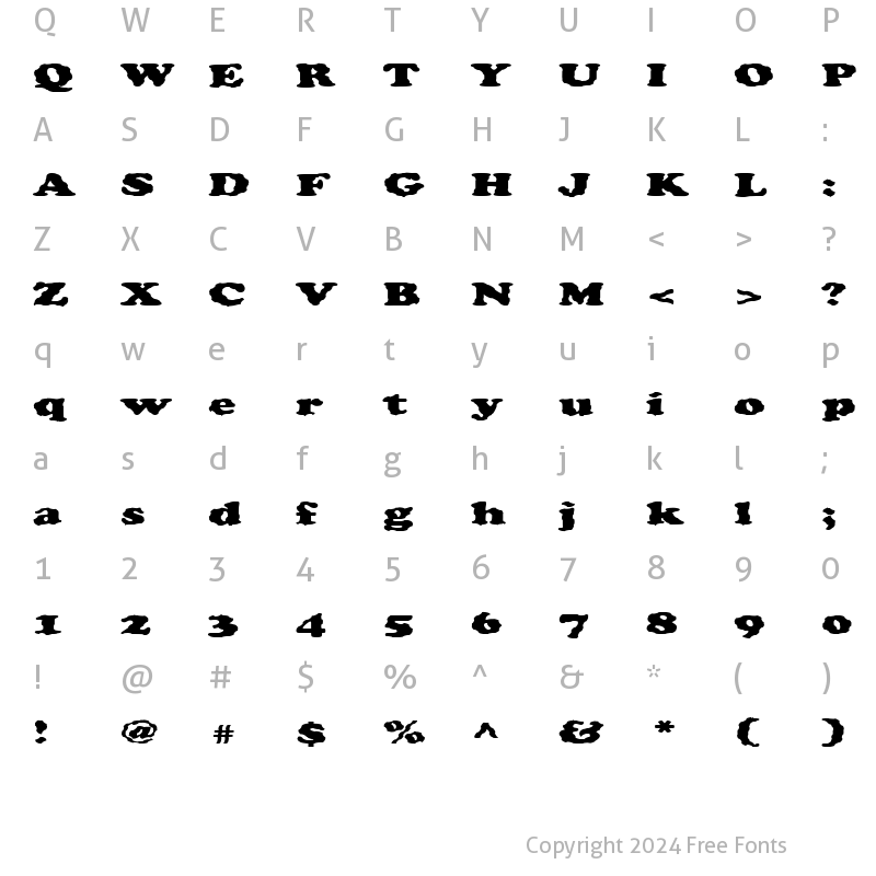 Character Map of FZ ROMAN 4 WAVEY EX Normal