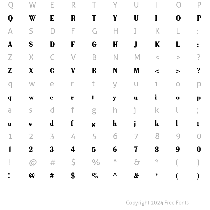 Character Map of FZ ROMAN 40 Normal