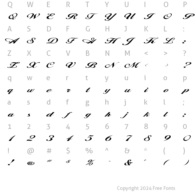 Character Map of FZ SCRIPT 12 EX Normal